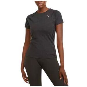 Puma Womens Size M Black Heather Running Short Sleeve Wool Blend T-Shirt‎ NWT